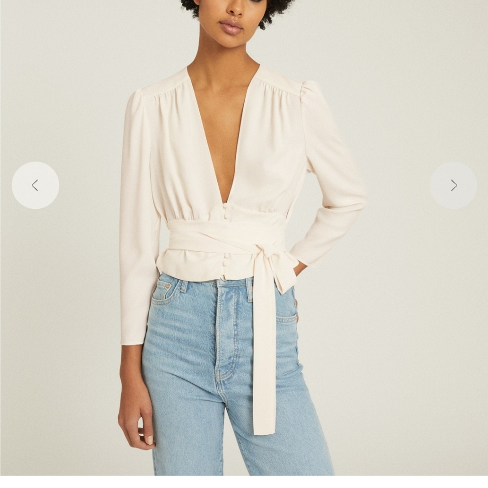 NWT Reiss Alena Plunge Plain Blouse Sz 2